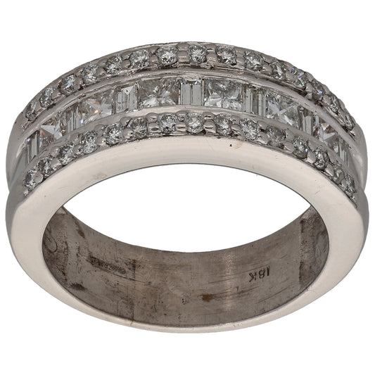 18ct White Gold 1.04ct Diamond Dress/Cocktail Ring Size Q