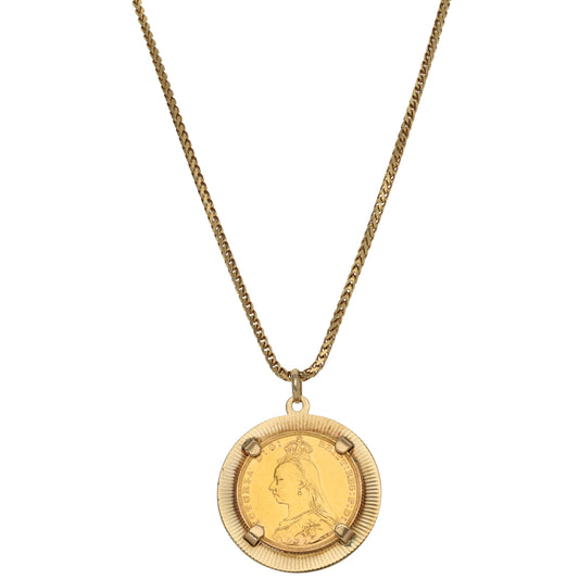 9ct Gold Full Sovereign Coin Pendant With Chain