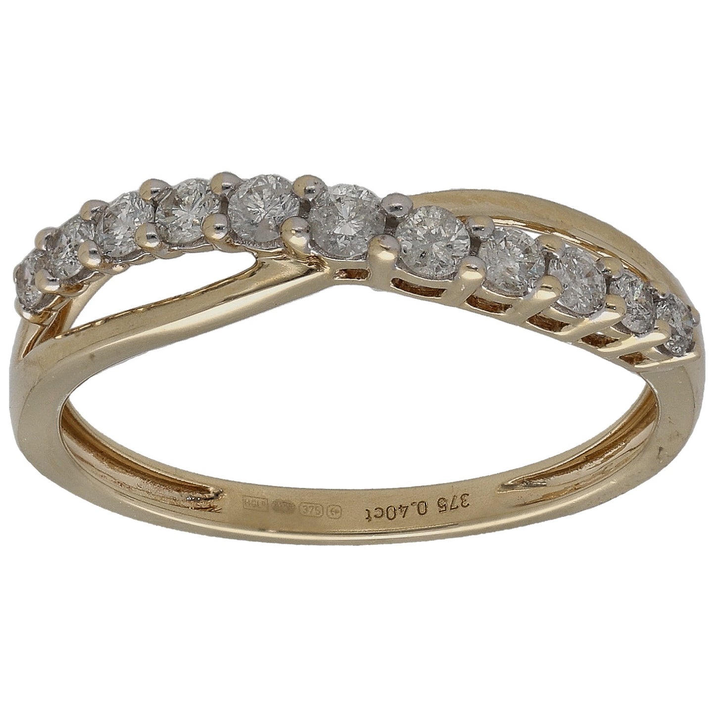 9ct Gold 0.40ct Diamond Half Eternity Ring Size P