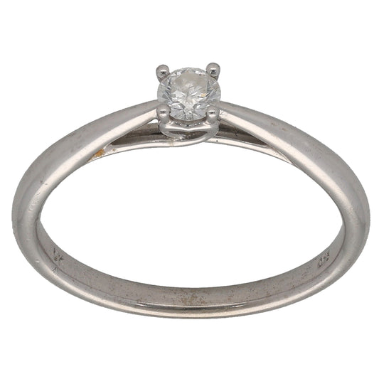9ct White Gold 0.15ct Diamond Solitaire Ring Size O