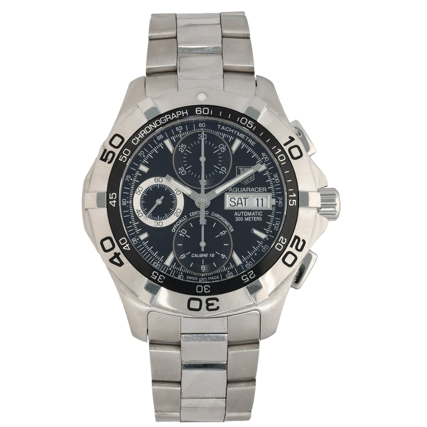 Tag Heuer Aquaracer CAF5010, black dial in 43mm stainless steel case with Tachy metre bezel