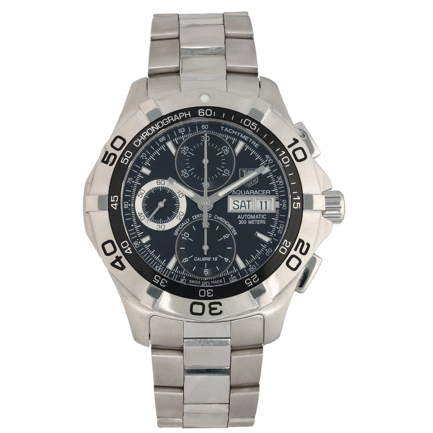 Tag Heuer Aquaracer CAF5010, black dial in 43mm stainless steel case with Tachy metre bezel
