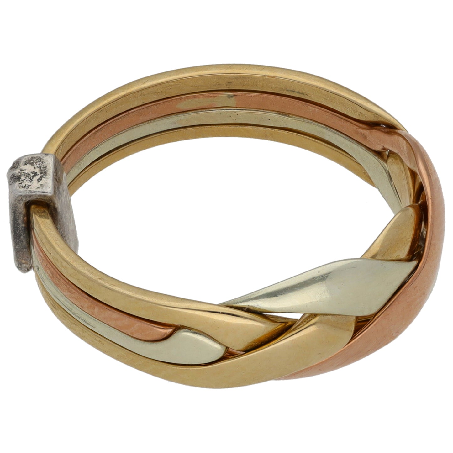 9ct Tri-Colour Gold Puzzle Ring Size P