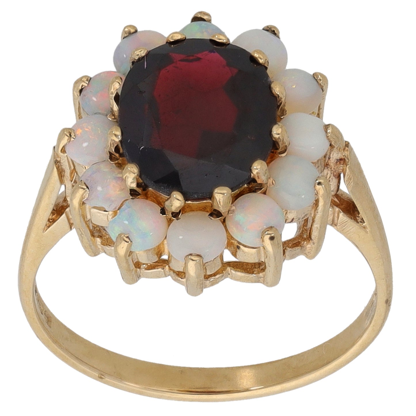 9ct Gold Garnet & Opal Dress/Cocktail Ring Size O