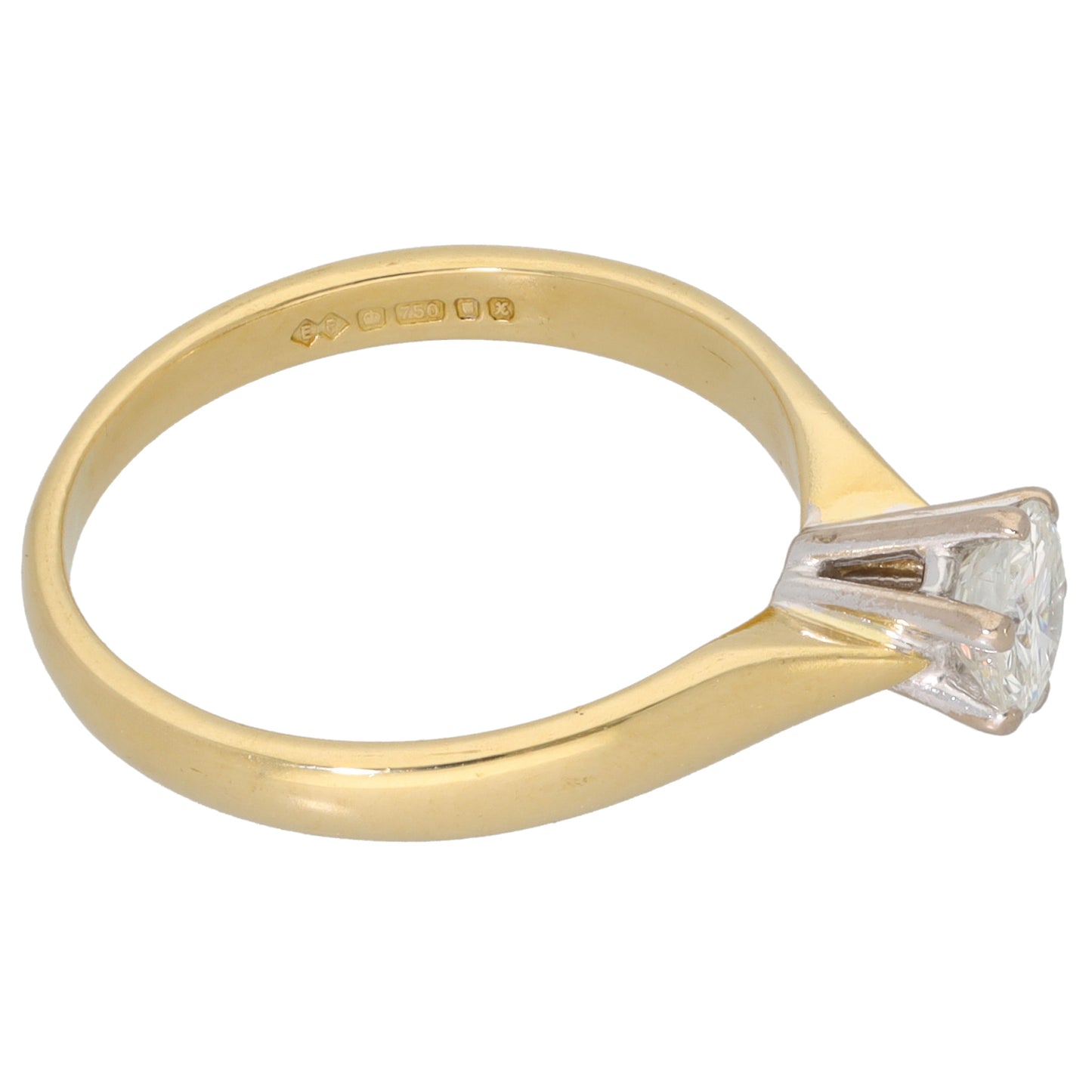 18ct Gold 0.50ct Diamond Solitaire Ring Size M