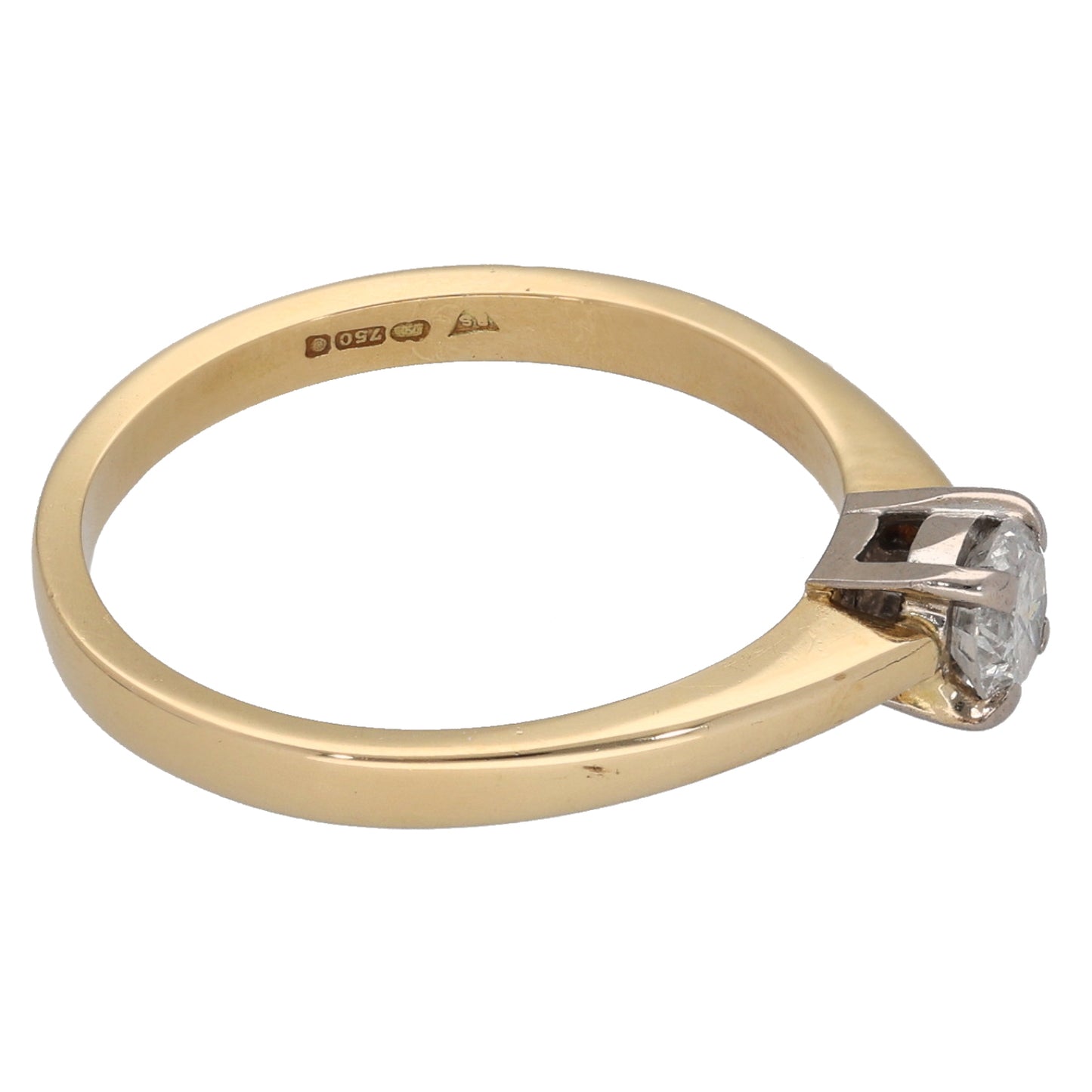 18ct Gold 0.25ct Diamond Solitaire Ring Size N
