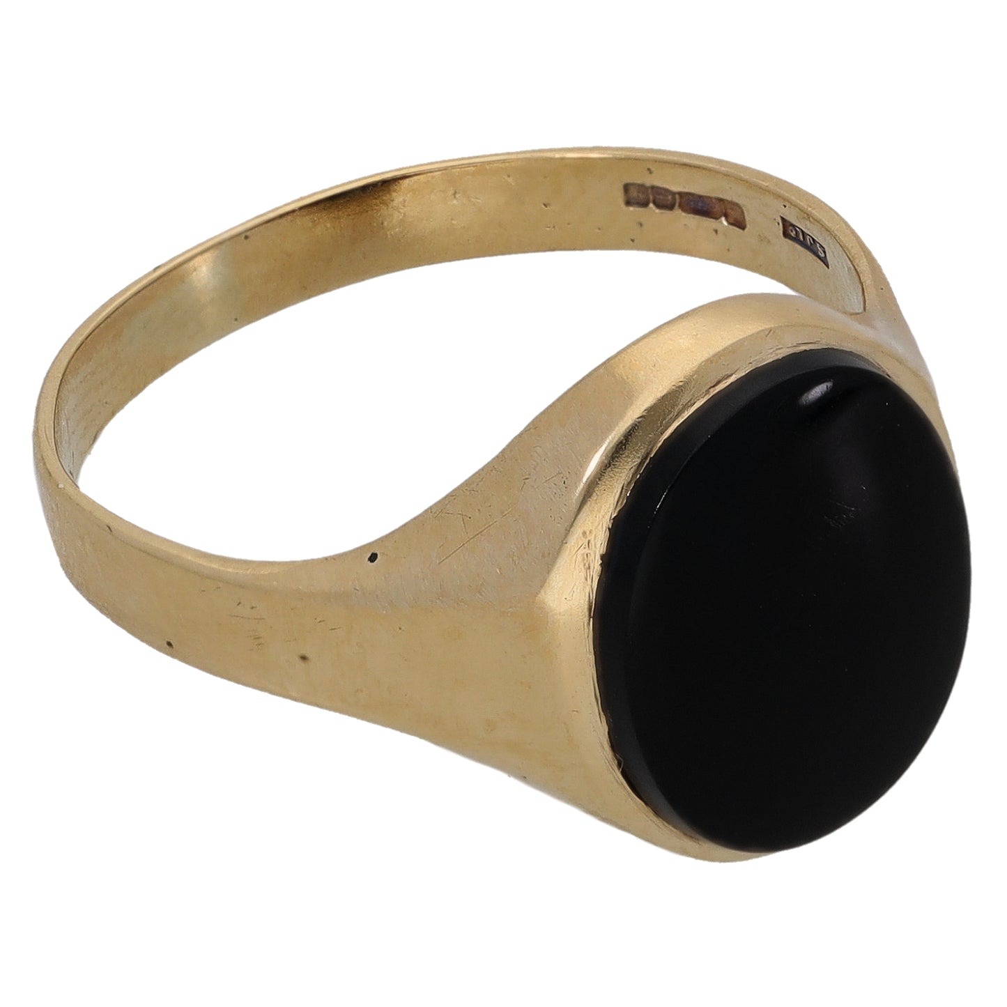 9ct Gold Onyx Single Stone Signet Ring Size Q