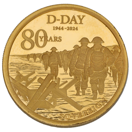 22ct Gold D-Day 80 Years Full Sovereign 2024