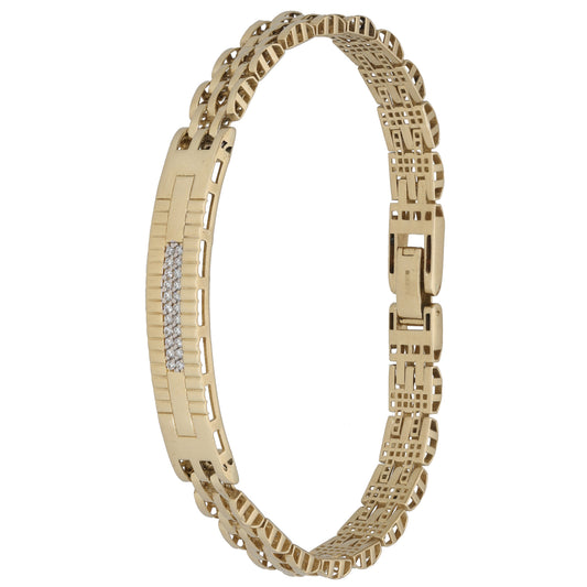 14ct Gold Cubic Zirconia ID Bracelet