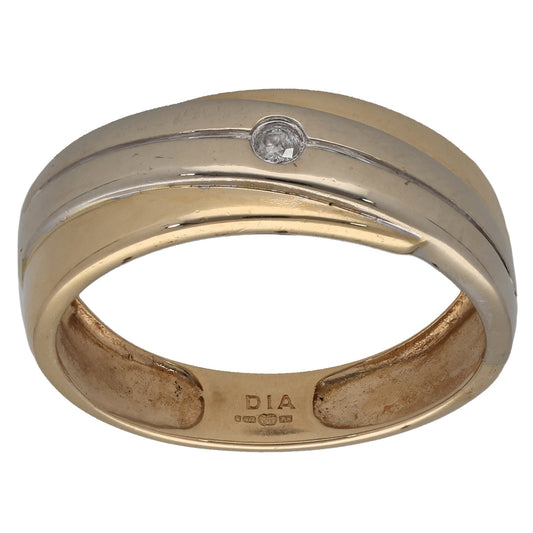 9ct Bicolour Gold 0.02ct Diamond Alternative Ring Size Q