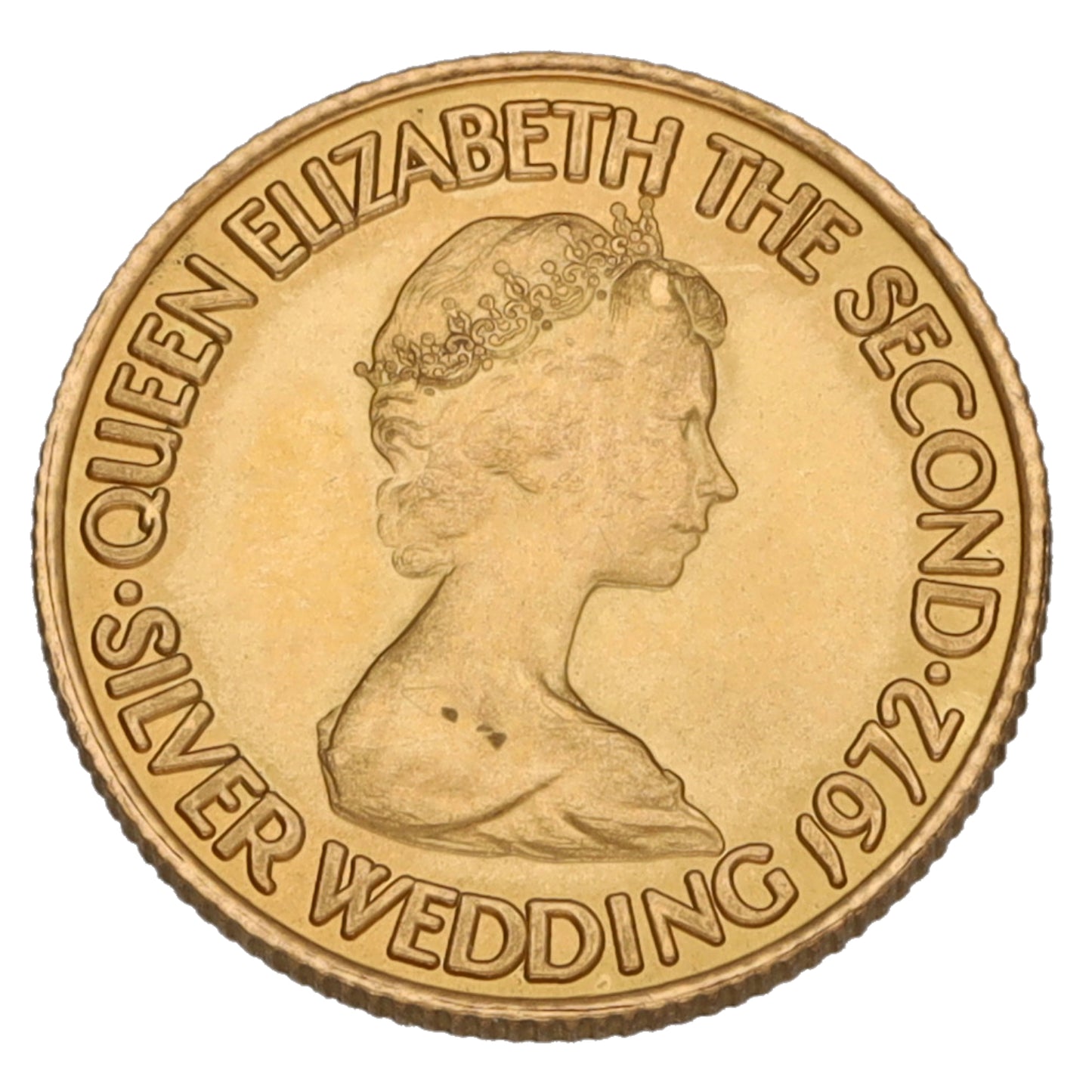 22ct Gold Queen Elizabeth II Silver Wedding Five Pounds Coin 1972