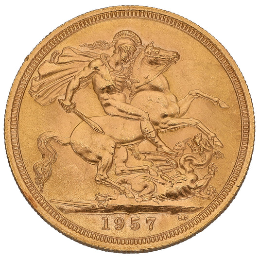 22ct Gold Queen Elizabeth II Full Sovereign Coin 1957