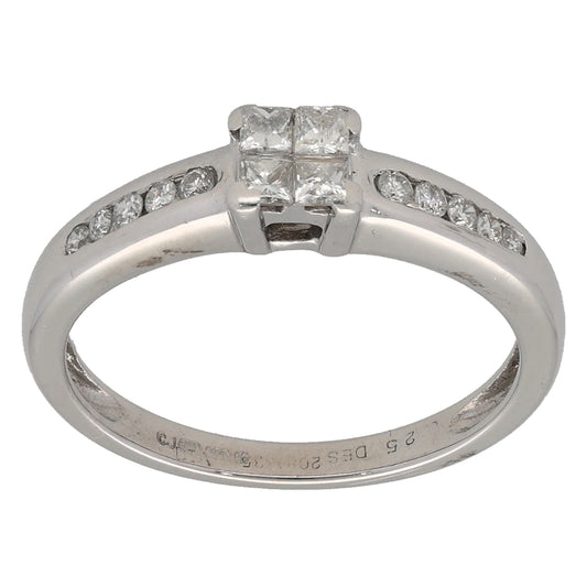 18ct White Gold 0.25ct Diamond Cluster Ring Size K