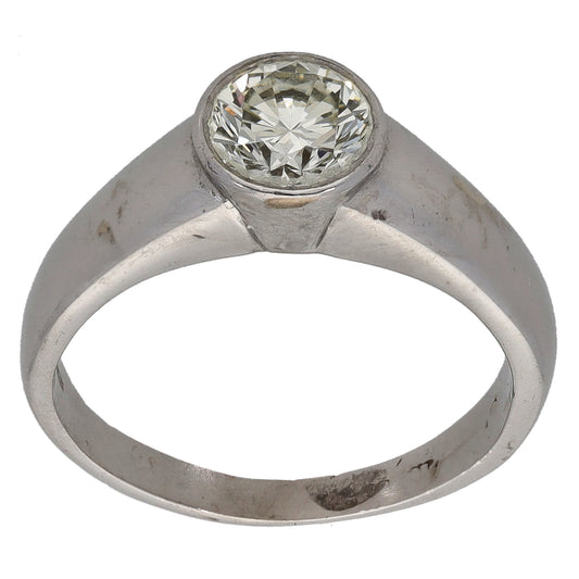 18ct White Gold 0.95ct Diamond Solitaire Ring Size N