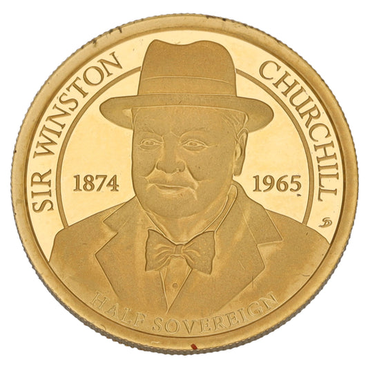 22ct Gold Sir Winston Churchill Half Sovereign Coin 2024