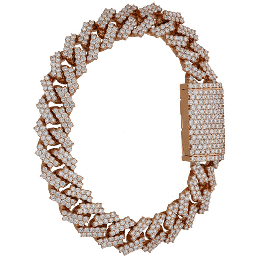 9ct Rose Gold 5.67ct Diamond Fancy Stone Set Curb Bracelet