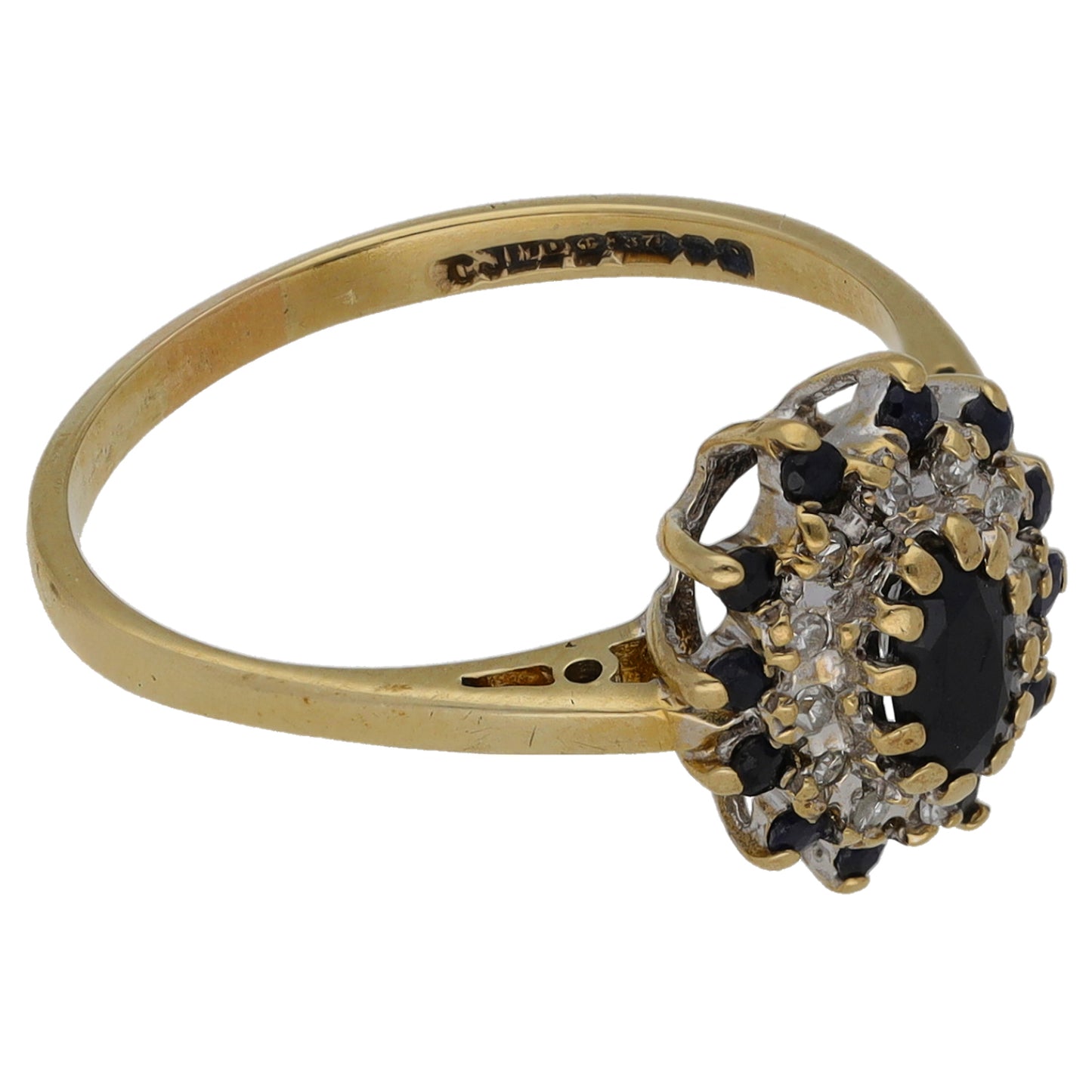 9ct Gold 0.06ct Diamond & Sapphire Dress/Cocktail Ring Size L
