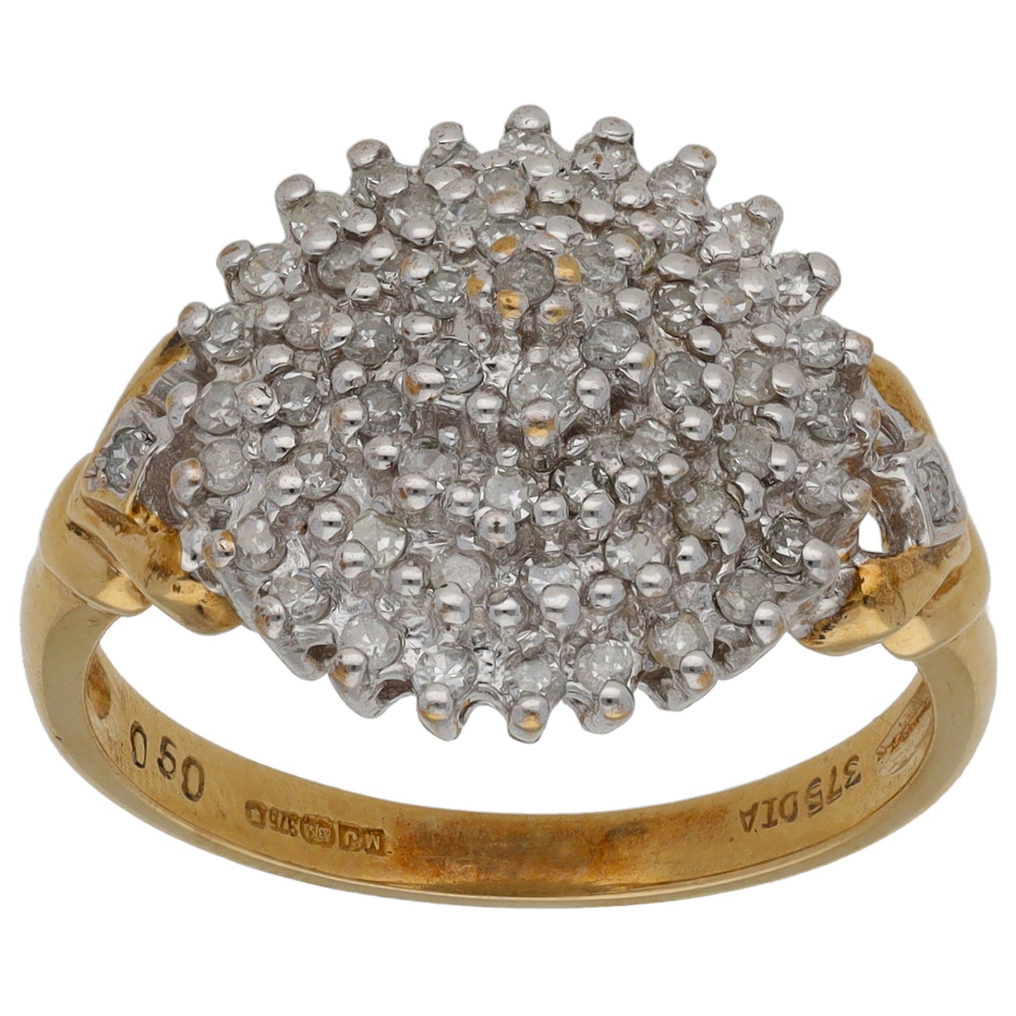9ct Gold 0.50ct Diamond Cluster Ring Size O