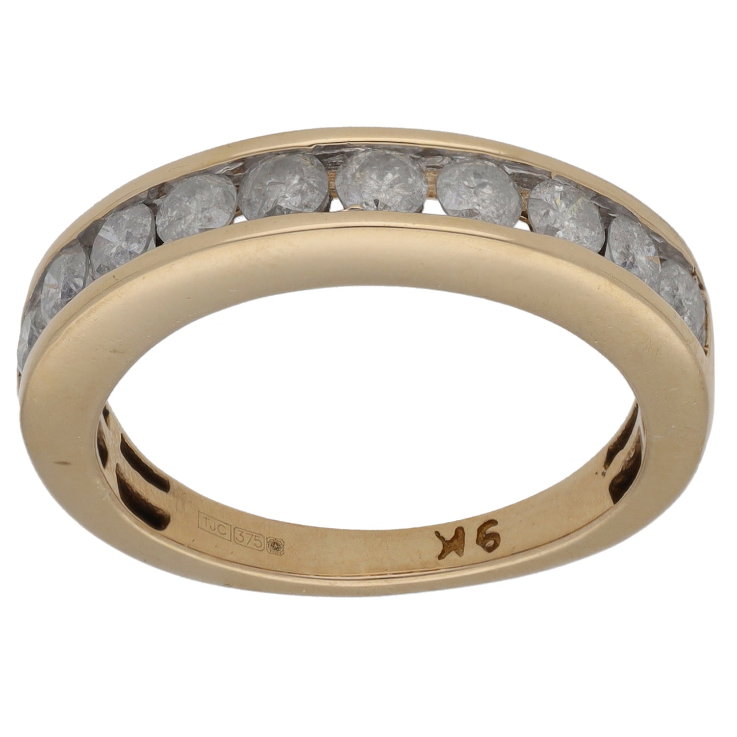 9ct Gold 1.00ct Diamond Half Eternity Ring Size O
