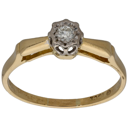 18ct Bicolour Gold 0.07ct Diamond Solitaire Ring Size L