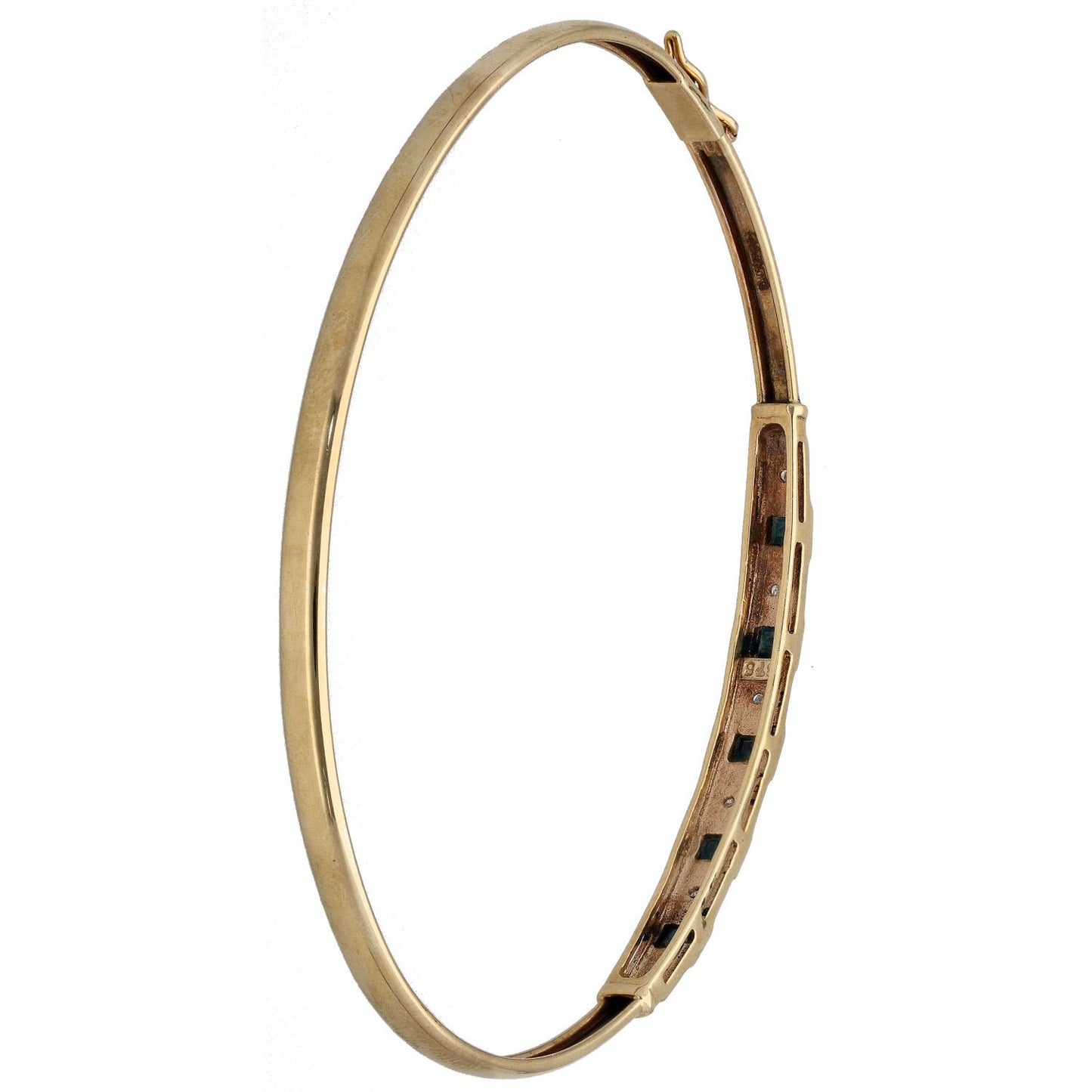 9ct Gold Sapphire & 0.03ct Diamond Hinged/Clasp Bangle