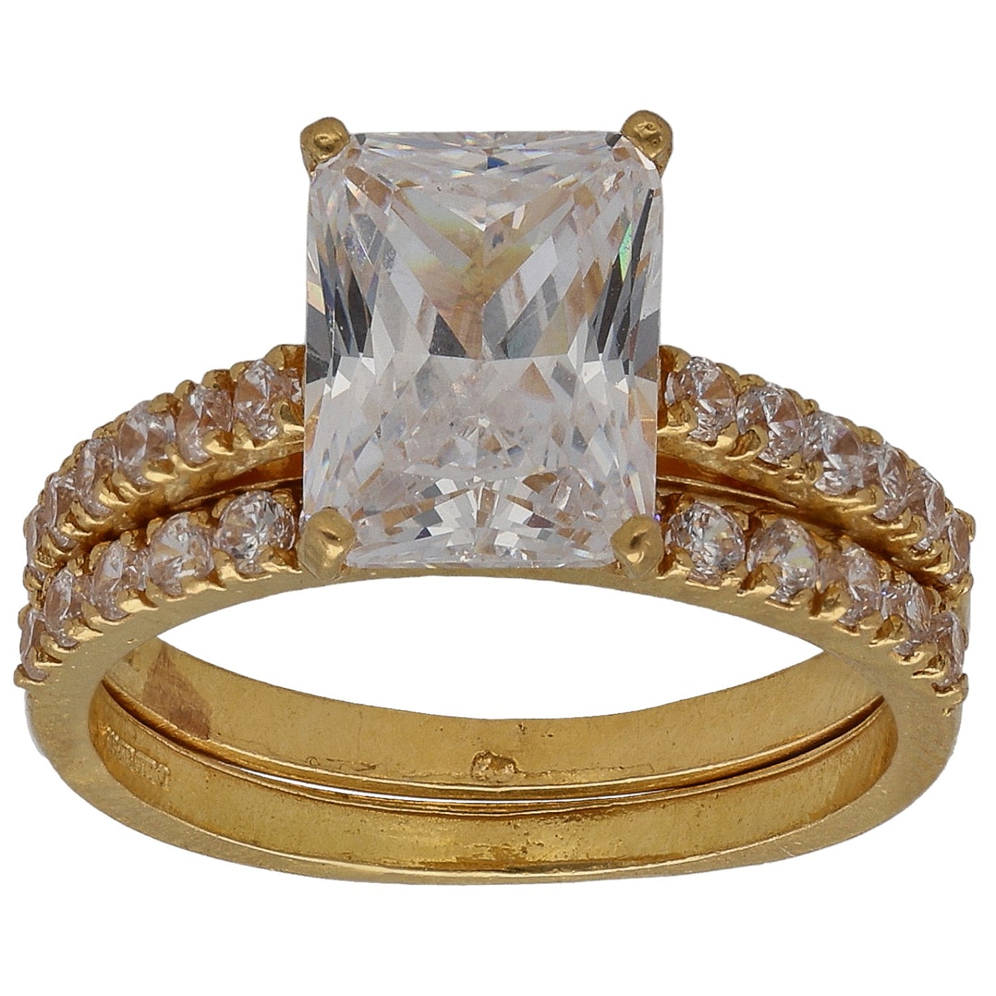 22ct Gold Cubic Zirconia Ring Set Size L