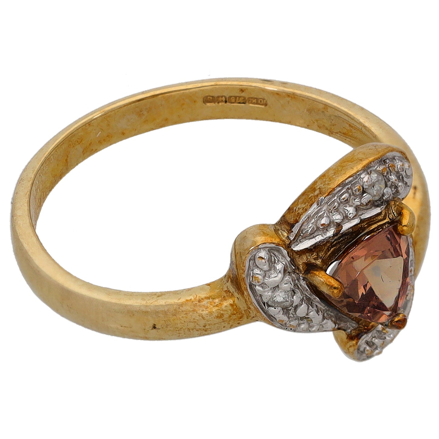 9ct Gold Garnet & 0.045ct Diamond Dress/Cocktail Ring Size N