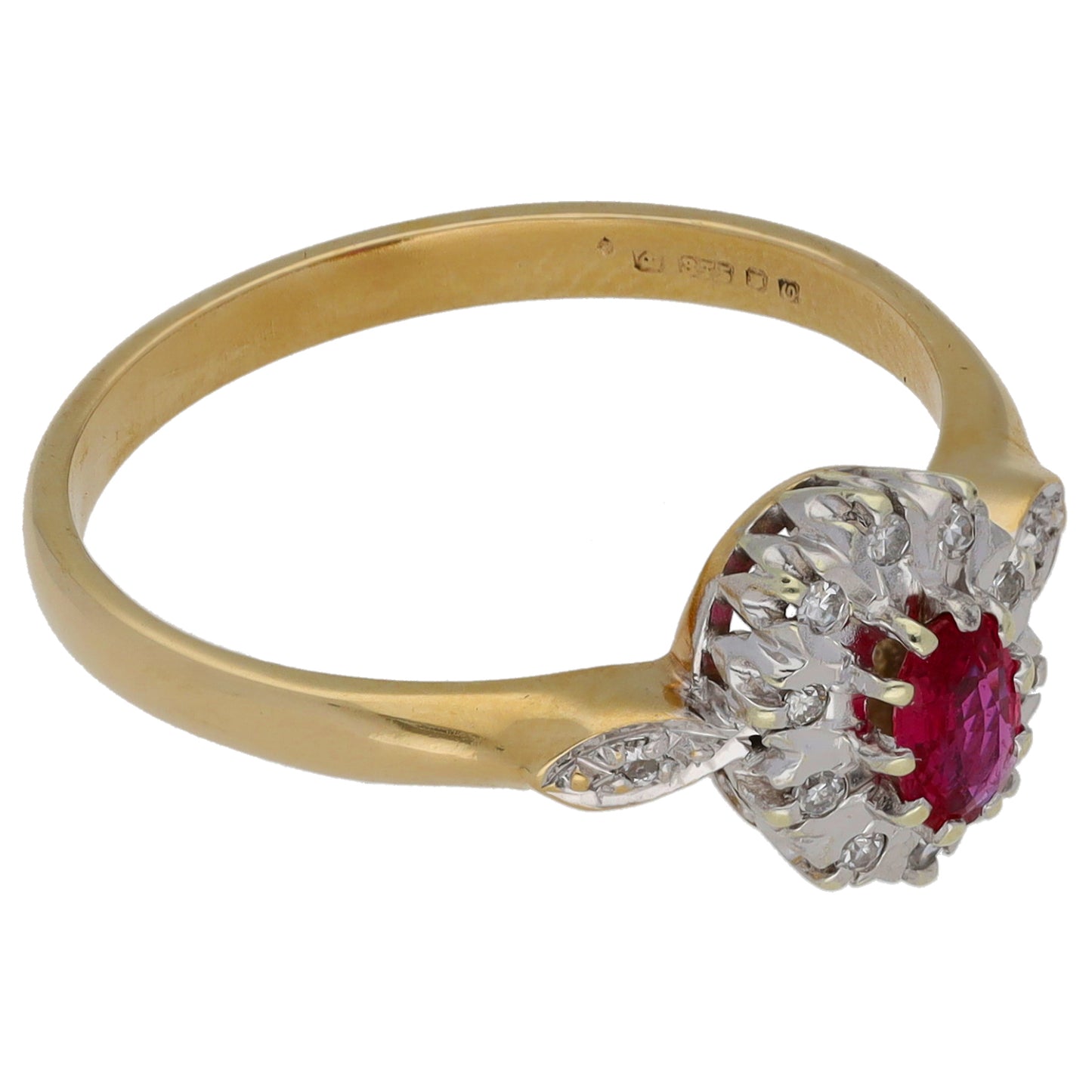 9ct Gold Ruby & 0.06ct Diamond Dress/Cocktail Ring Size P