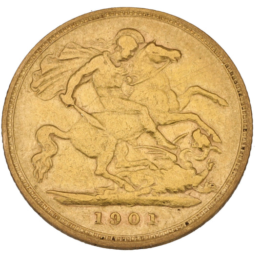 22ct Gold Queen Victoria Half Sovereign Coin 1901