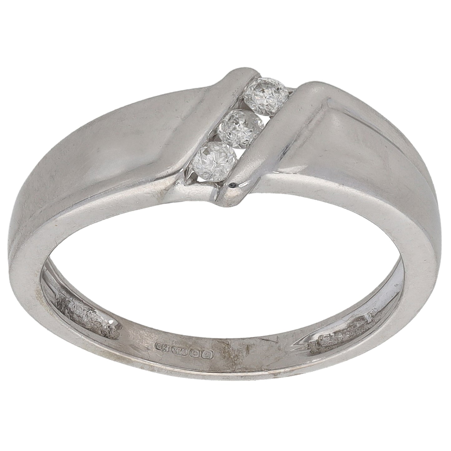 9ct White Gold 0.12ct Diamond Dress/Cocktail Ring Size N