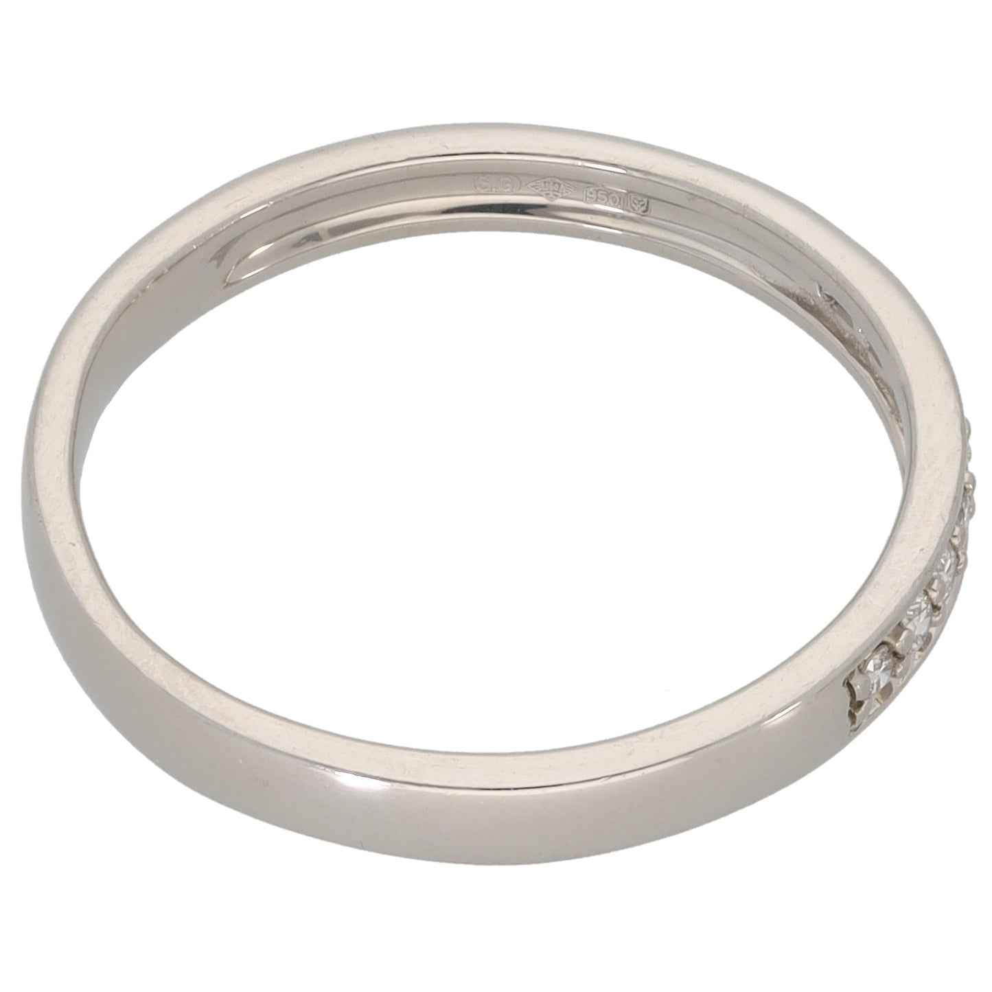 Platinum 0.10ct Diamond Half Eternity Ring Size O