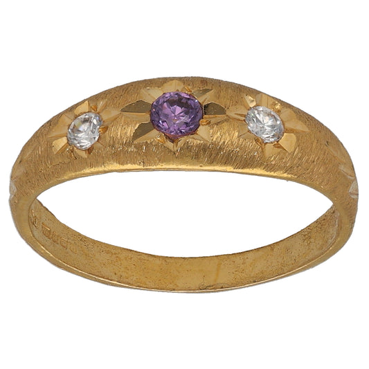 22ct Gold Imitation Gems Three Stone Ring Size K