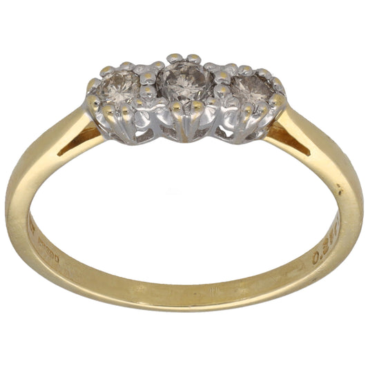18ct Gold 0.25ct Diamond Trilogy Ring Size N
