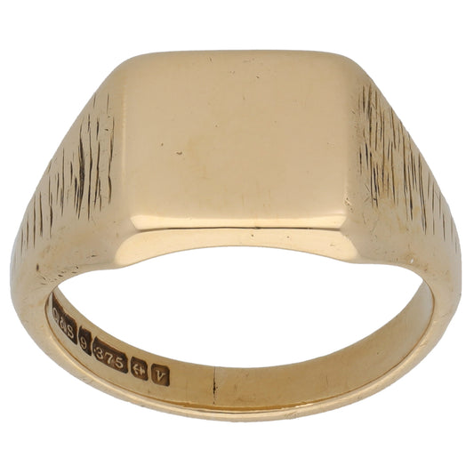 9ct Gold Plain Signet Ring Size U