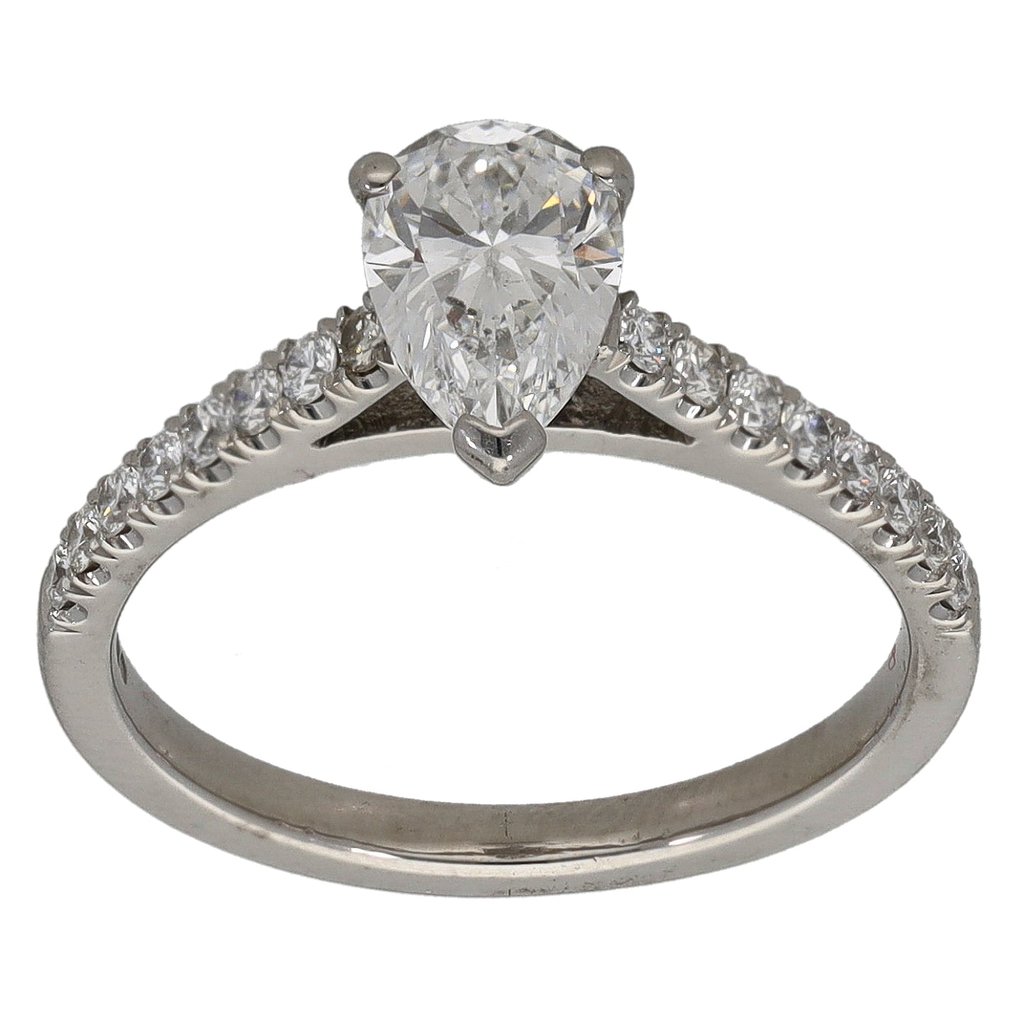 Platinum 1.13ct Diamond Solitaire Ring With Accent Stones Size K