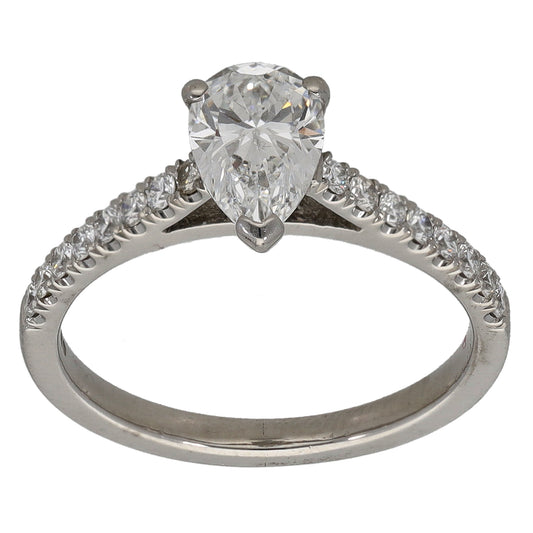 Platinum 1.13ct Diamond Solitaire Ring With Accent Stones Size K