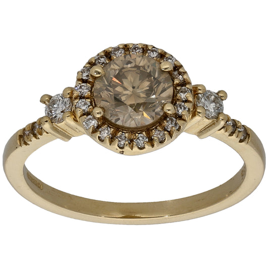 14ct Gold 1.08ct Diamond Cluster Ring Size N