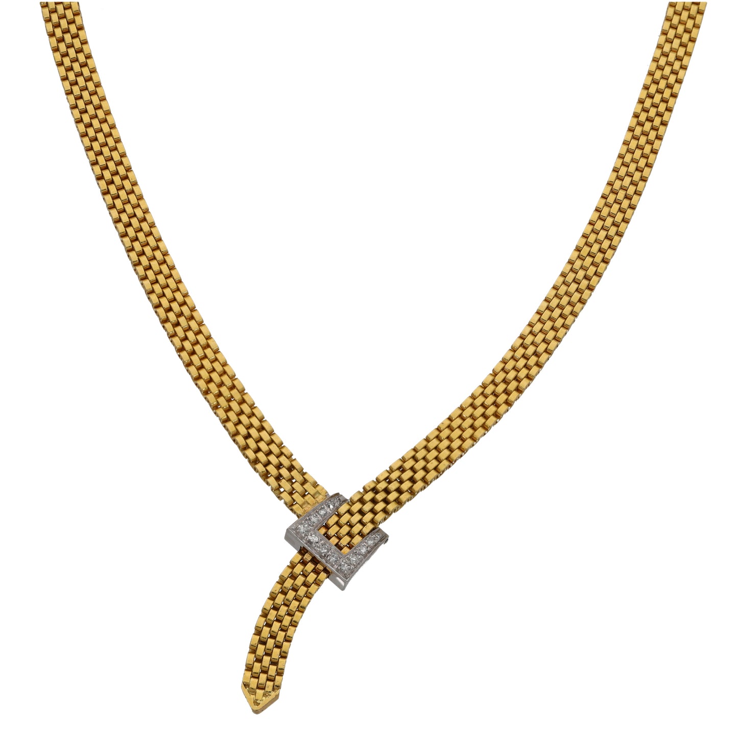 18ct Gold 0.13ct Round Diamond Fancy Necklace 16"