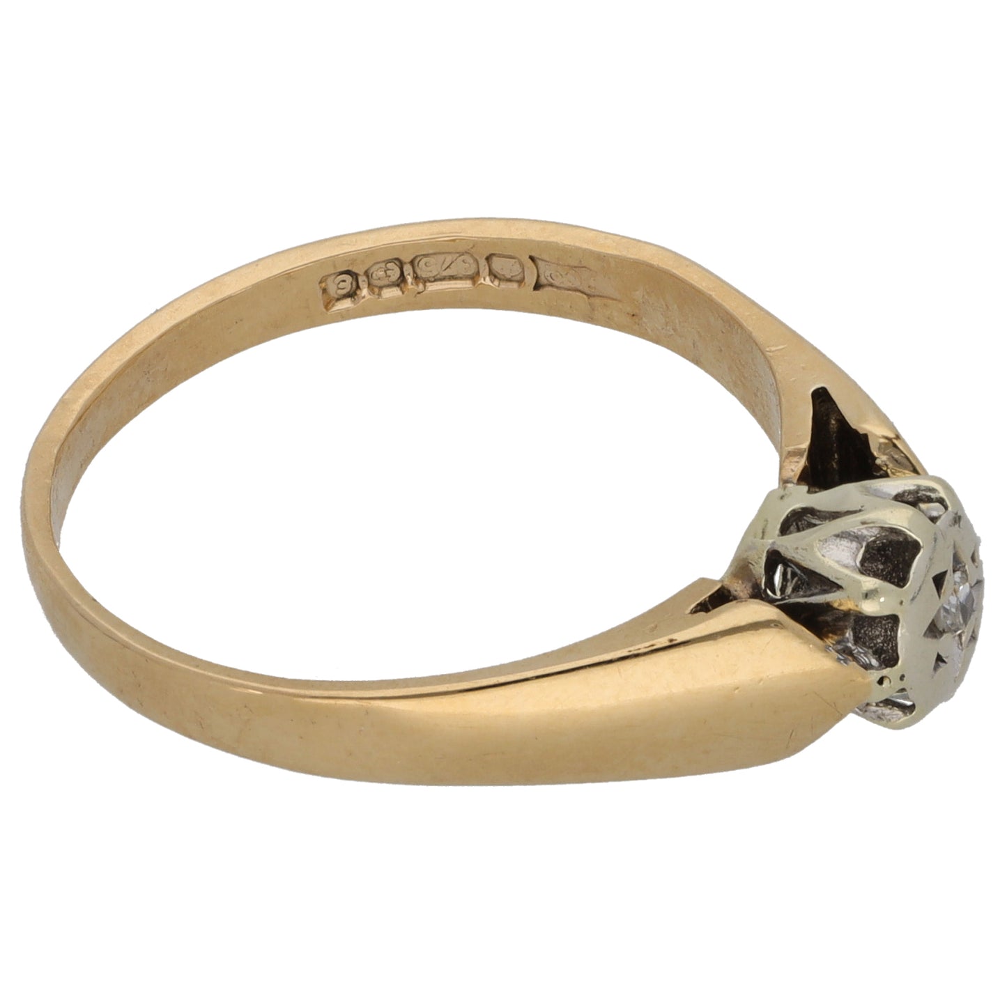 9ct Bicolour Gold 0.01ct Diamond Solitaire Ring Size P