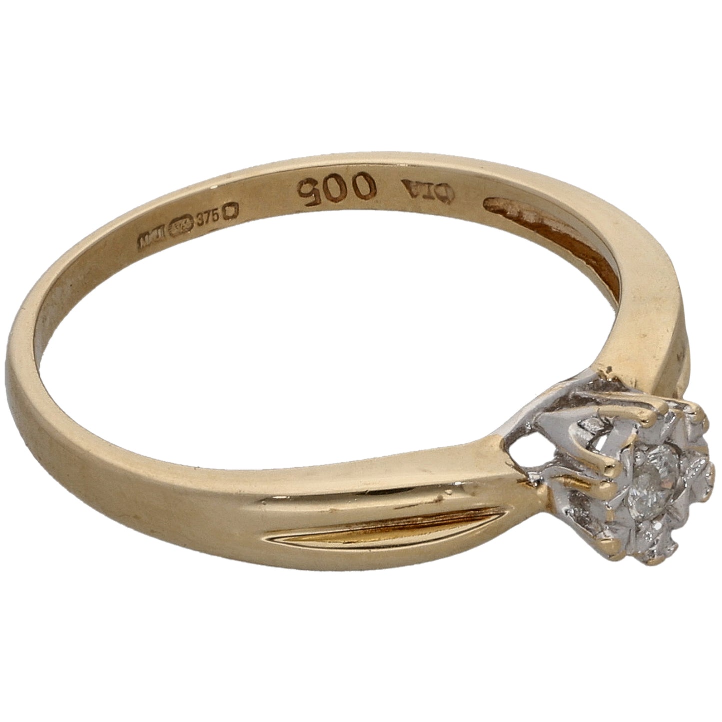 9ct Gold 0.05ct Diamond Solitaire Ring Size M