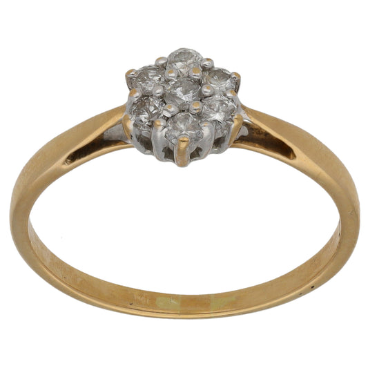 9ct Gold 0.25ct Diamond Cluster Ring Size O