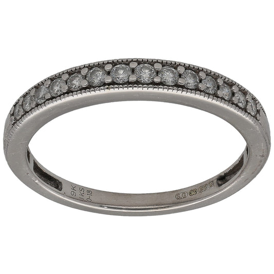 9ct White Gold 0.18ct Diamond Half Eternity Ring Size M