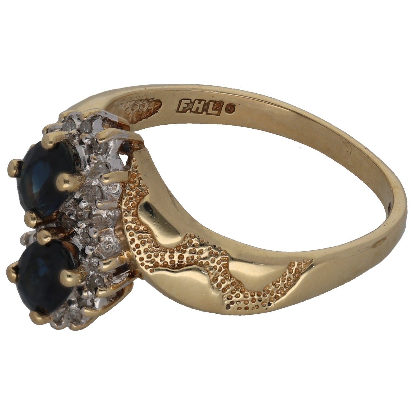 9ct Gold Sapphire & 0.105ct Diamond Dress/Cocktail Ring Size Q