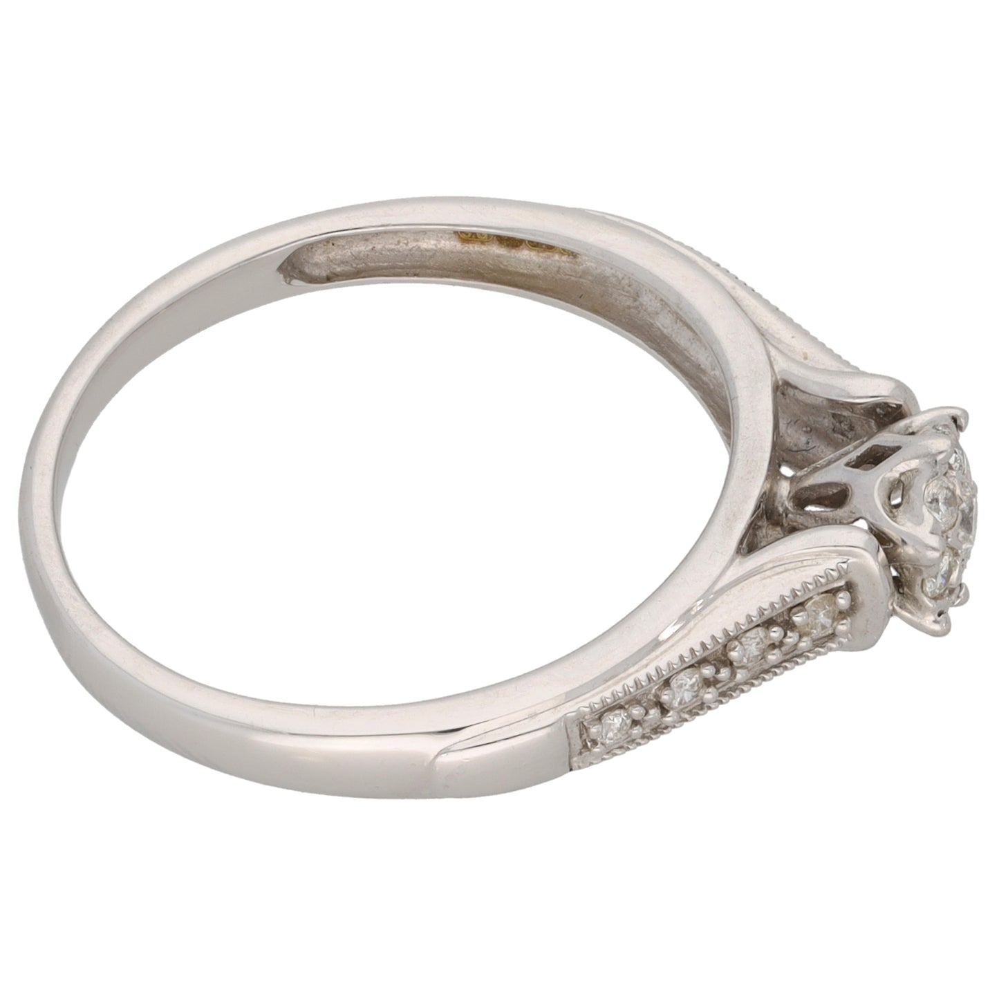 9ct White Gold 0.195ct Diamond Dress/Cocktail Ring Size R