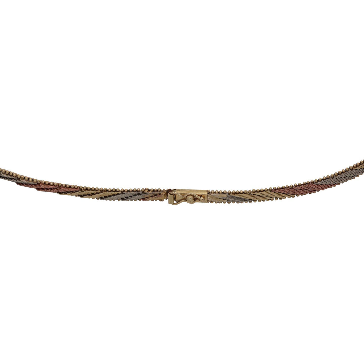 9ct Tri-Colour Gold Fancy Necklace 16"