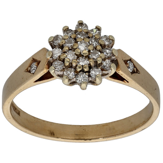 9ct Gold 0.21ct Diamond Cluster Ring Size M