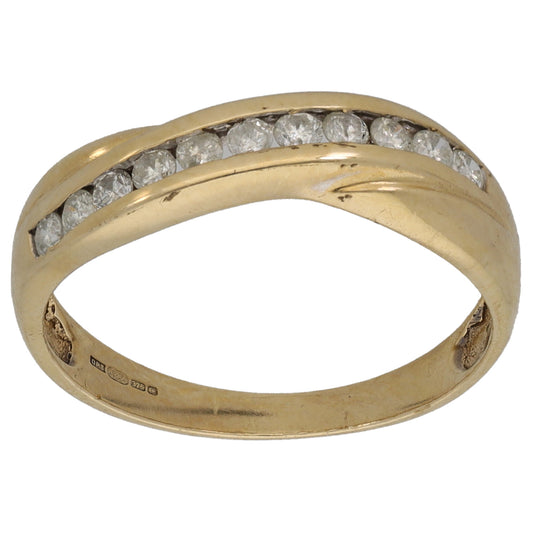 9ct Gold 0.25ct Round Diamond Half Eternity Ring Size L