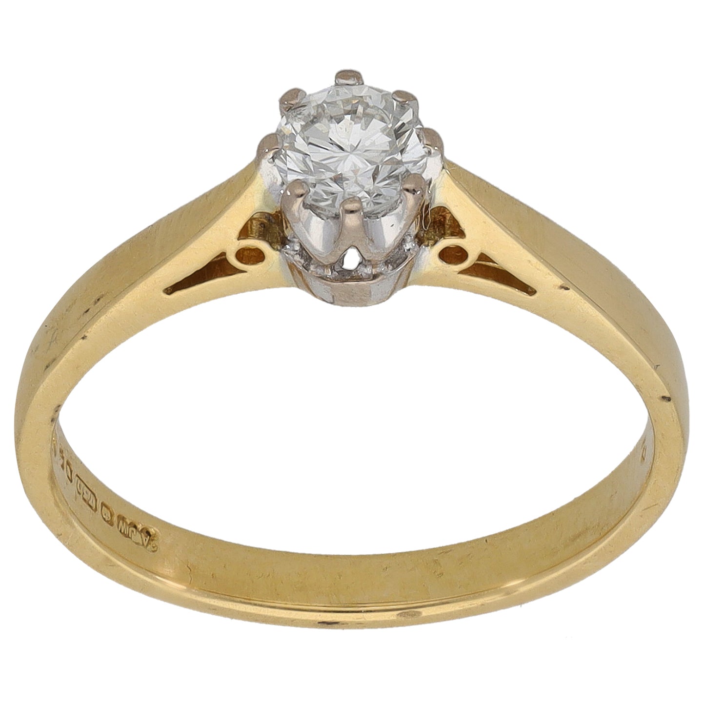 18ct Gold 0.32ct Diamond Solitaire Ring Size M