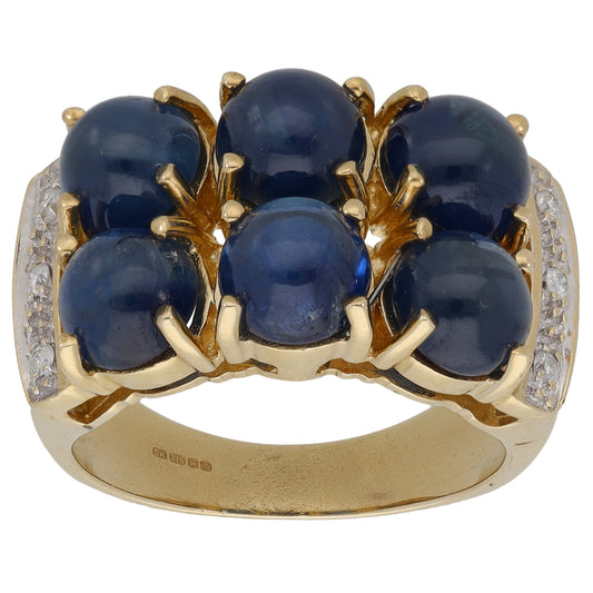 9ct Gold Star Sapphire & 0.06ct Diamond Dress/Cocktail Ring Size N