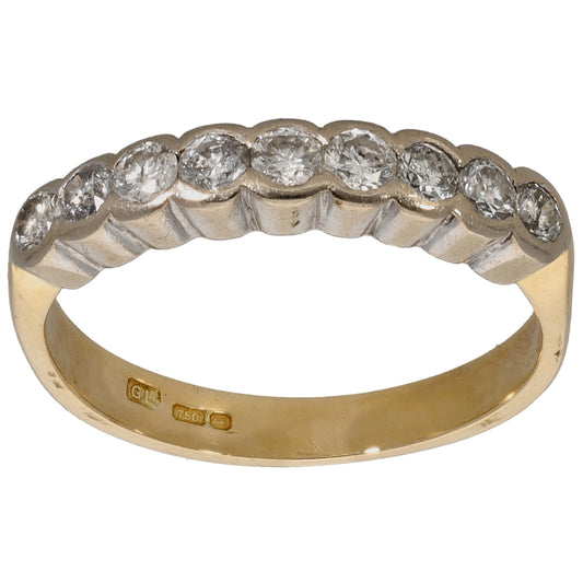 18ct Gold 0.54ct Diamond Half Eternity Ring Size M